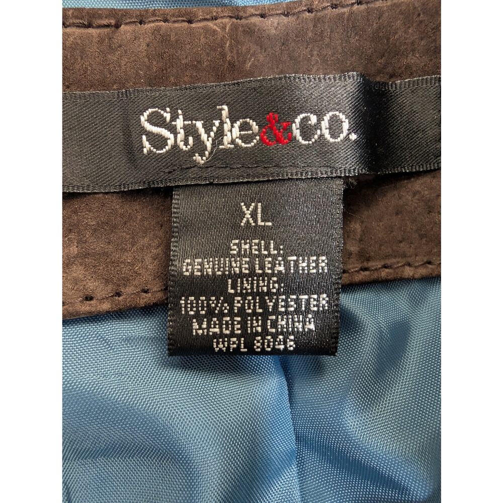 STYLE & CO.! DEEP COCOA BROWN GENUINE SUEDE LEATHER TAILORED JACKET, COAT! SZ XL - Picture 11 of 14